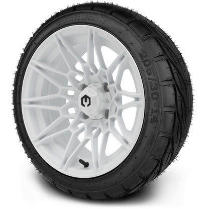 MODZ® 14" Galaxy Glossy White Wheels & Street Tires Combo