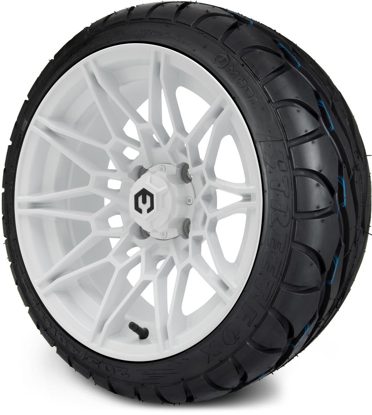 MODZ® 14" Galaxy Glossy White Wheels & Street Tires Combo