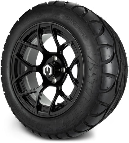 MODZ® 14" Renegade Glossy Black Wheels & Street Tires Combo
