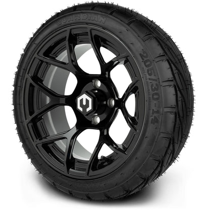 MODZ® 14" Renegade Glossy Black Wheels & Street Tires Combo