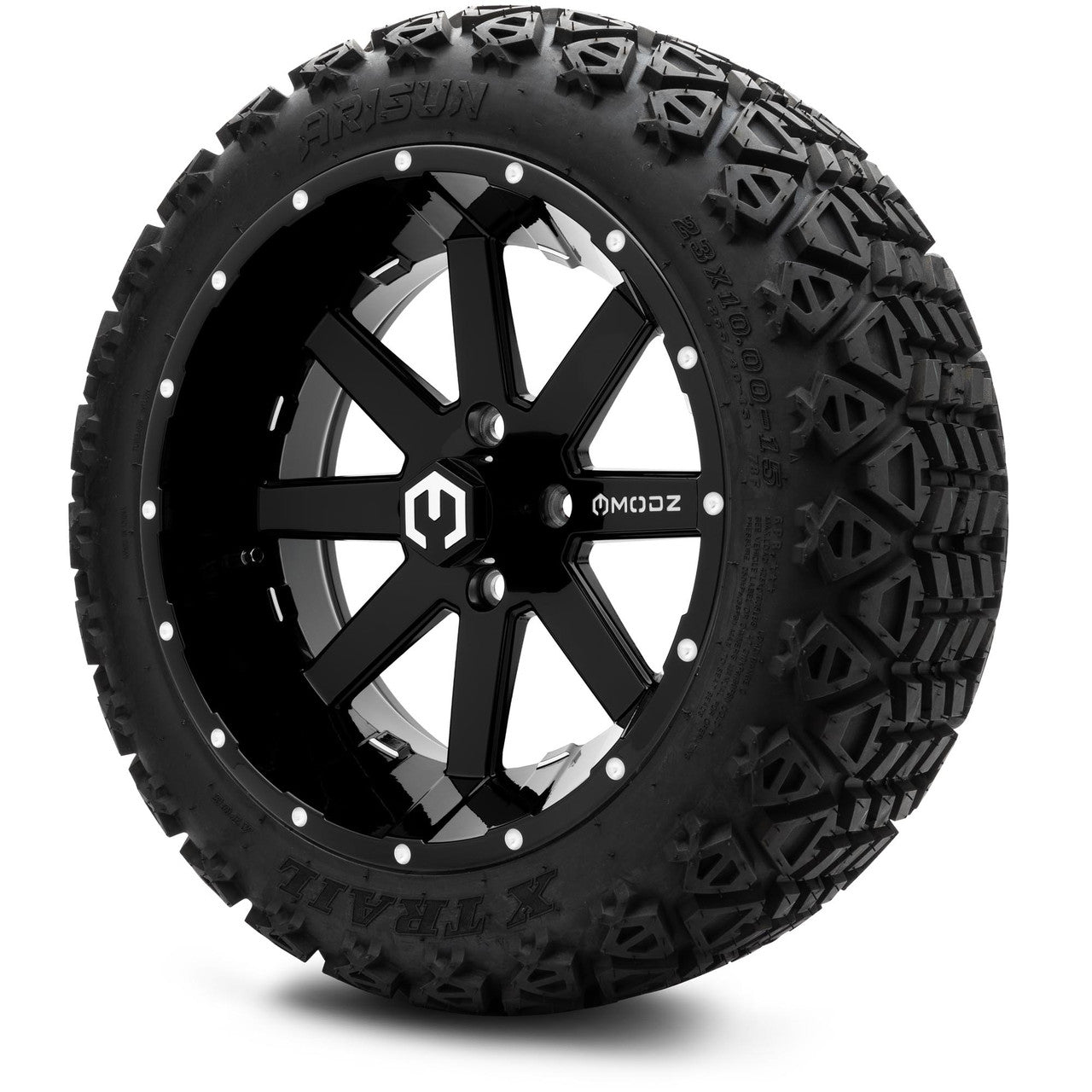 MODZ® 15" Assault Glossy Black with Ball Mill Wheels & Off-Road Tires Combo