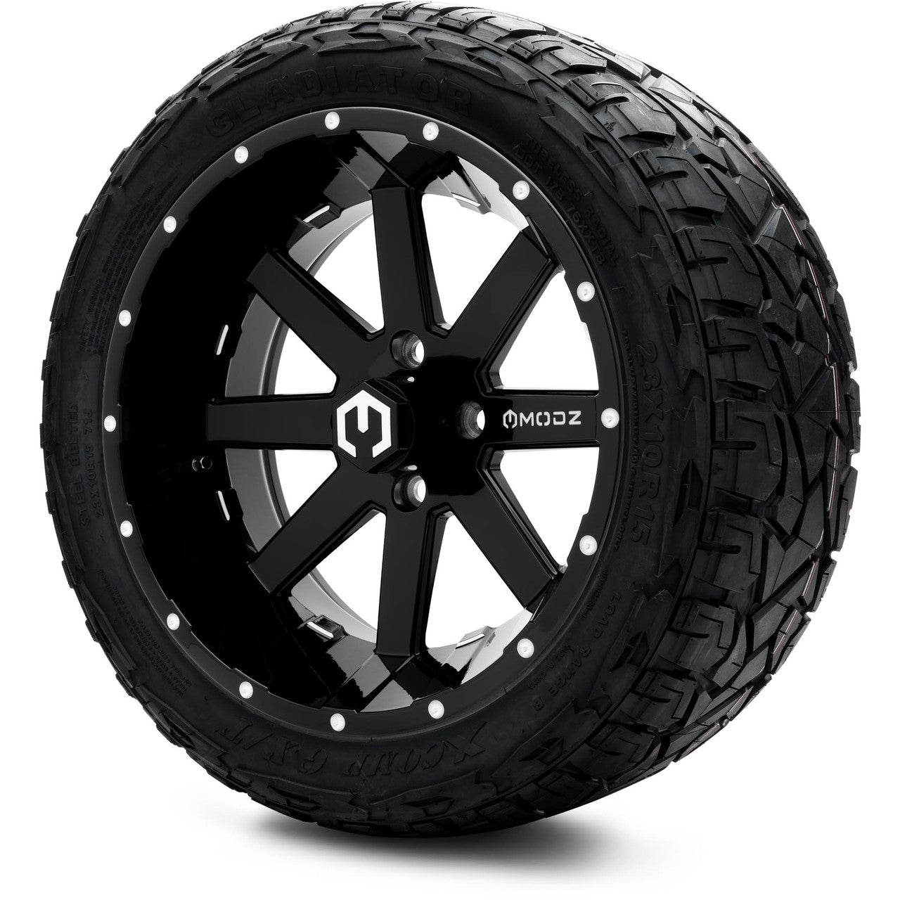 MODZ® 15" Assault Glossy Black with Ball Mill Wheels & Off-Road Tires Combo