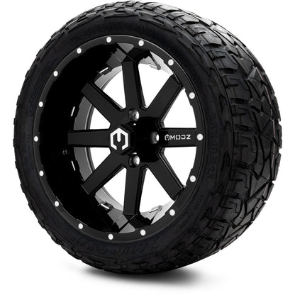 MODZ® 15" Assault Glossy Black with Ball Mill Wheels & Off-Road Tires Combo