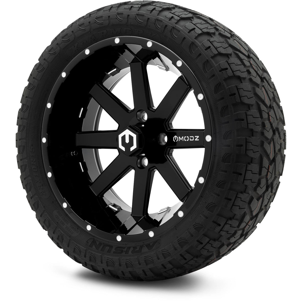 MODZ® 15" Assault Glossy Black with Ball Mill Wheels & Off-Road Tires Combo