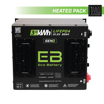 51V 60Ah Cube LiFePO4 Battery / Heated