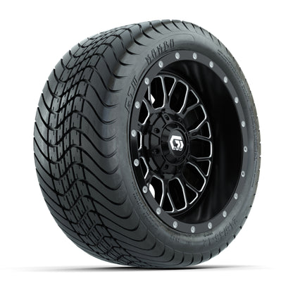 Set of (4) 12 in GTW® Helix Machined & Black Wheels with 215/35-12 Mamba Street Tires
