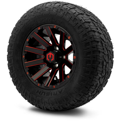 MODZ® 12" Mauler Red and Black with Ball Mill Wheels & Off-Road Tires Combo