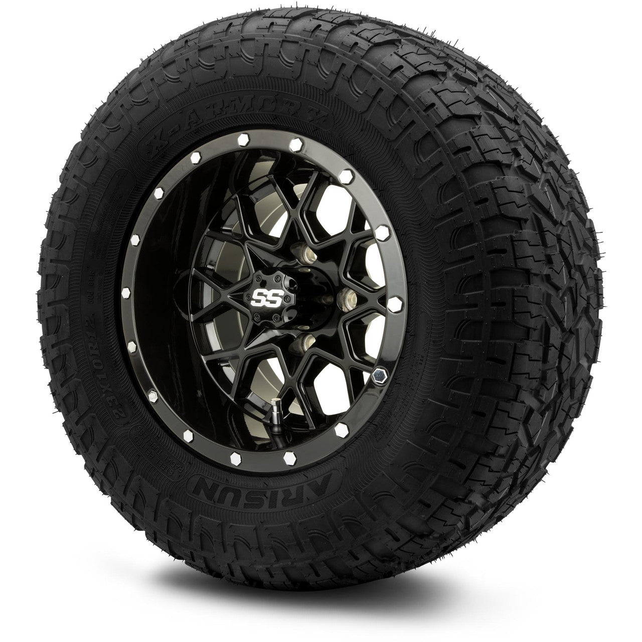 MODZ® 12" Vortex Glossy Black Wheels & Off-Road Tires Combo