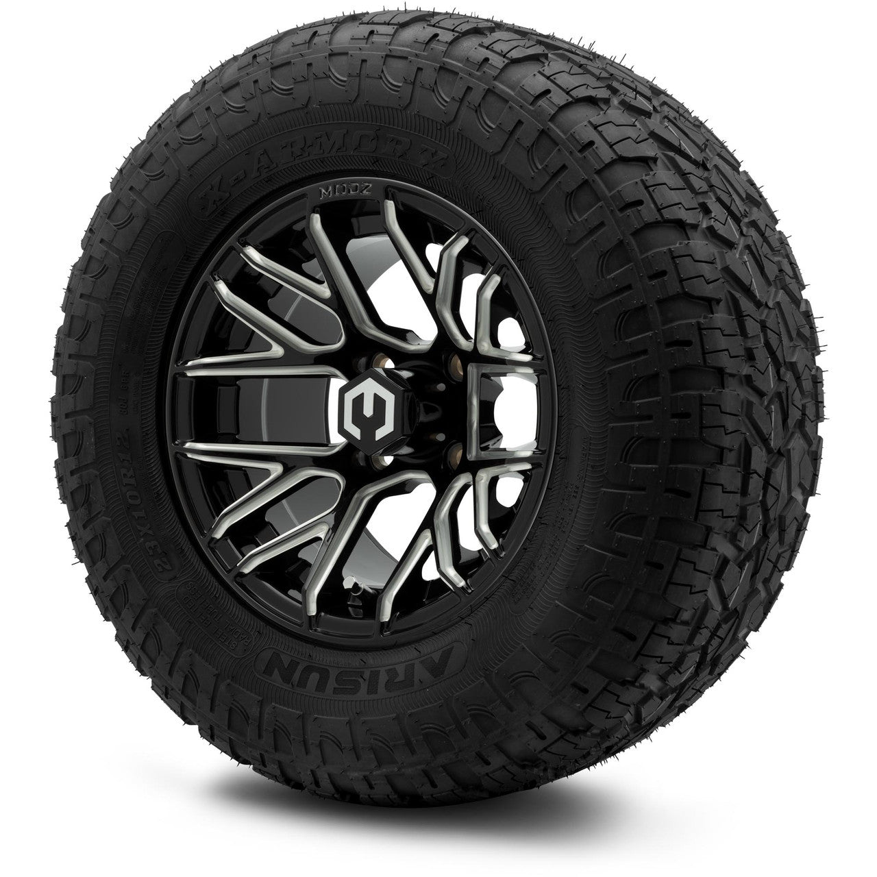MODZ® 12" Matrix Glossy Black with Ball Mill Wheels & Off-Road Tires Combo