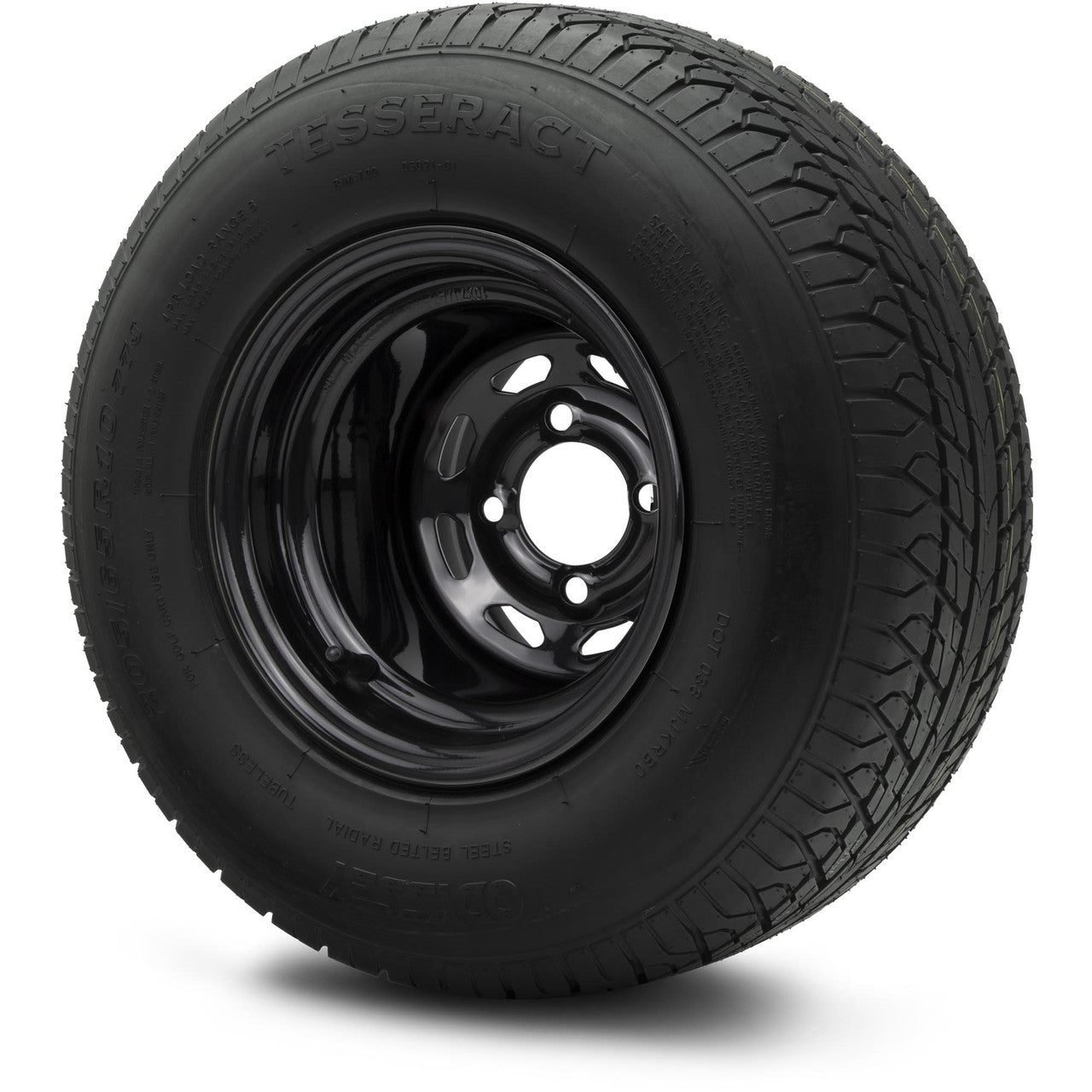 MODZ® 10" Steel D-Window Glossy Black Wheels & Street Tires Combo