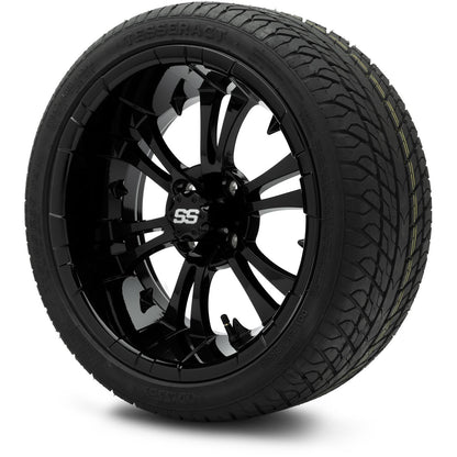 MODZ® 15" Vampire Glossy Black Wheels & Street Tires Combo