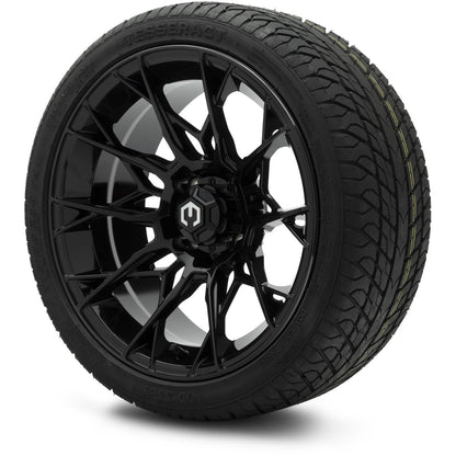 MODZ® 15" Chaos Glossy Black Wheels & Street Tires Combo