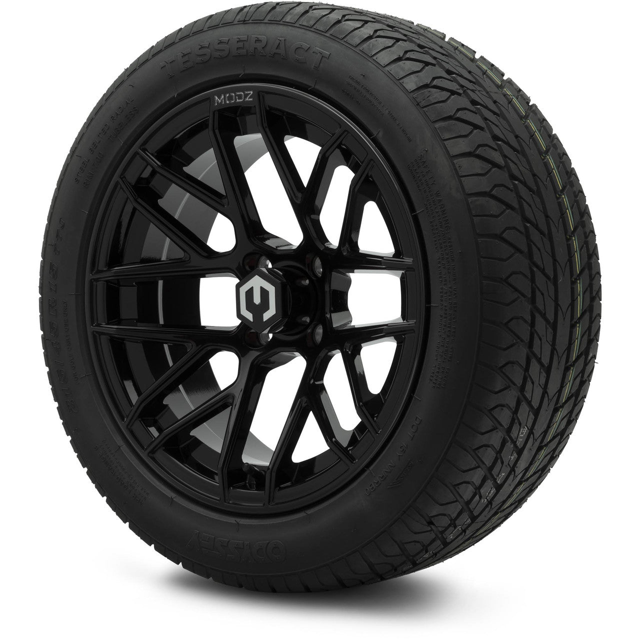 MODZ® 15" Matrix Glossy Black Wheels & Street Tires Combo