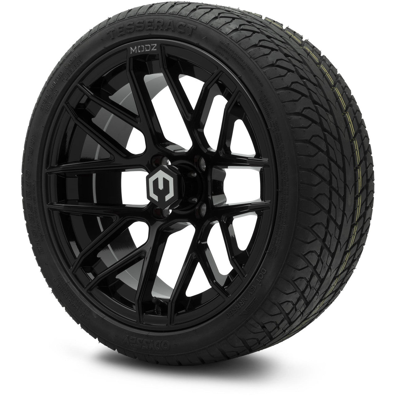 MODZ® 15" Matrix Glossy Black Wheels & Street Tires Combo