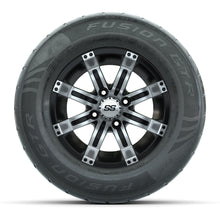 GTW® Tempest Black/Machined 12 in Wheels with 255/55-R12 Fusion GTR Steel Belt Radial Street Tires - Full Set