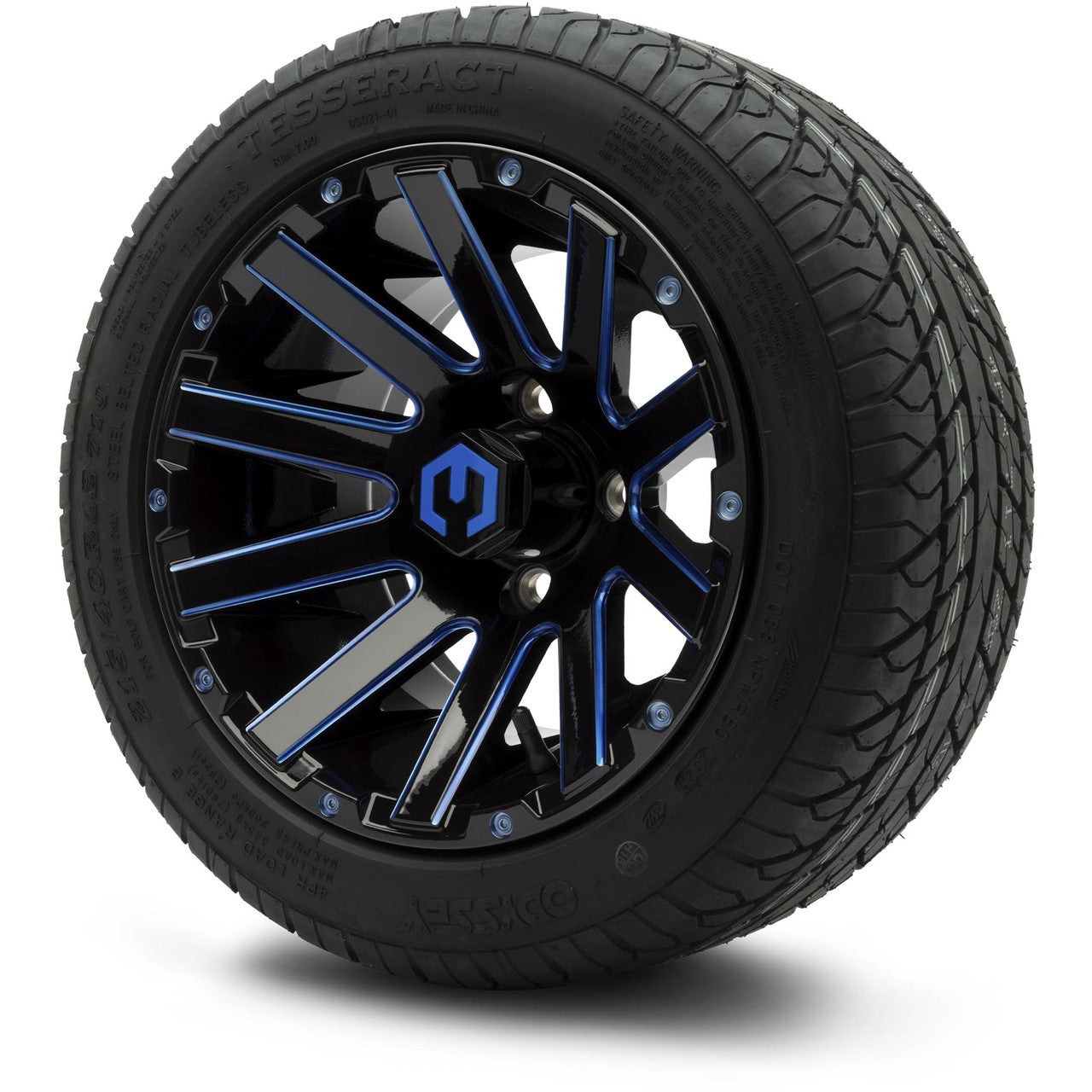 MODZ® 12" Mauler Glossy Black and Blue with Ball Mill Wheels & Street Tires Combo