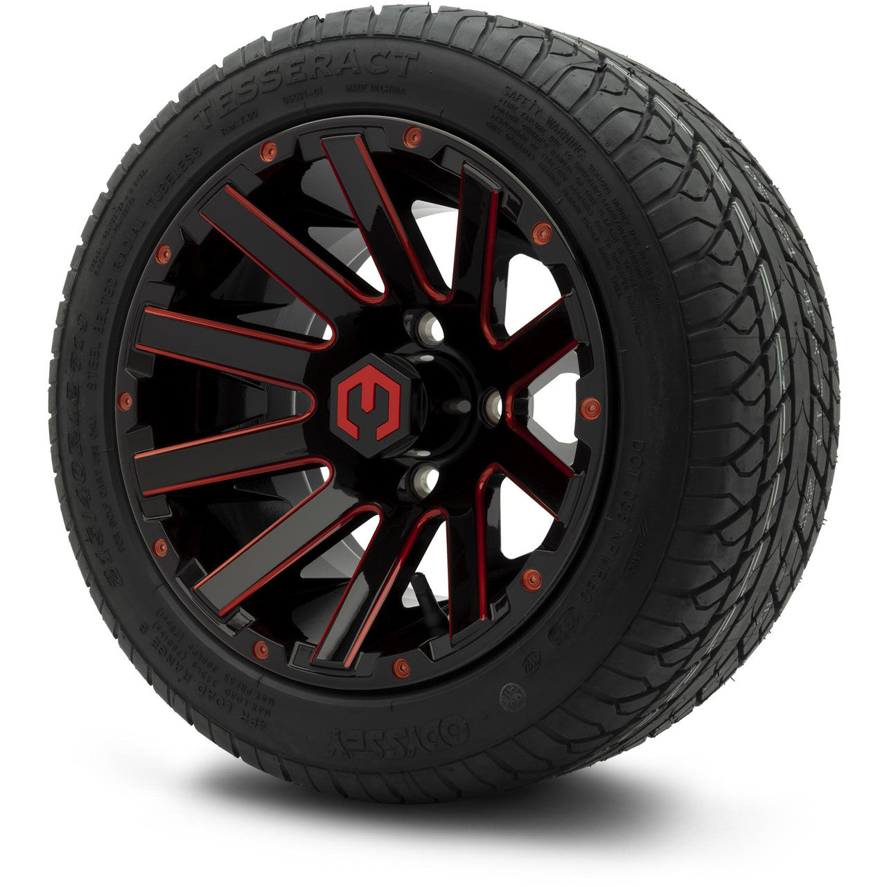 MODZ® 12" Mauler Glossy Black and Red with Ball Mill Wheels & Street Tires Combo