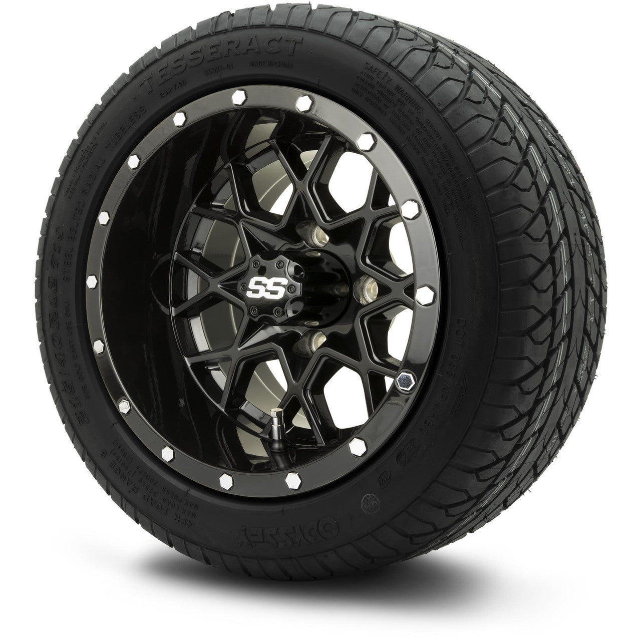 MODZ® 12" Vortex Glossy Black Wheels & Street Tires Combo