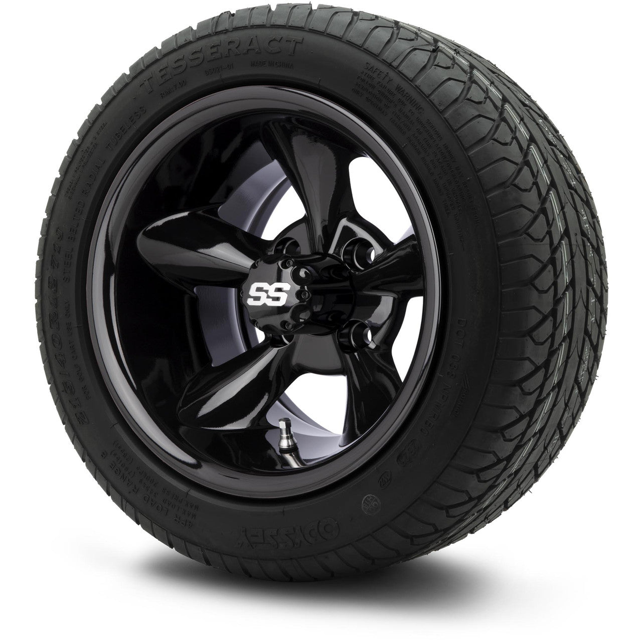 MODZ® 12" Godfather Glossy Black Wheels & Street Tires Combo