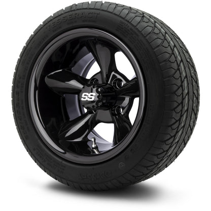MODZ® 12" Godfather Glossy Black Wheels & Street Tires Combo
