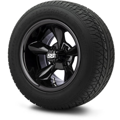 MODZ® 12" Godfather Glossy Black Wheels & Street Tires Combo