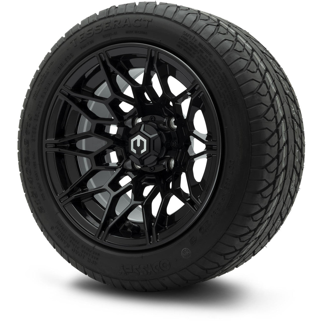 MODZ® 12" Galaxy Glossy Black Wheels & Street Tires Combo