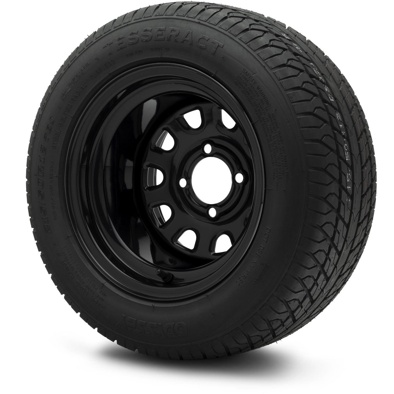 MODZ® 12" Steel D-Window Glossy Black Wheels & Street Tires Combo
