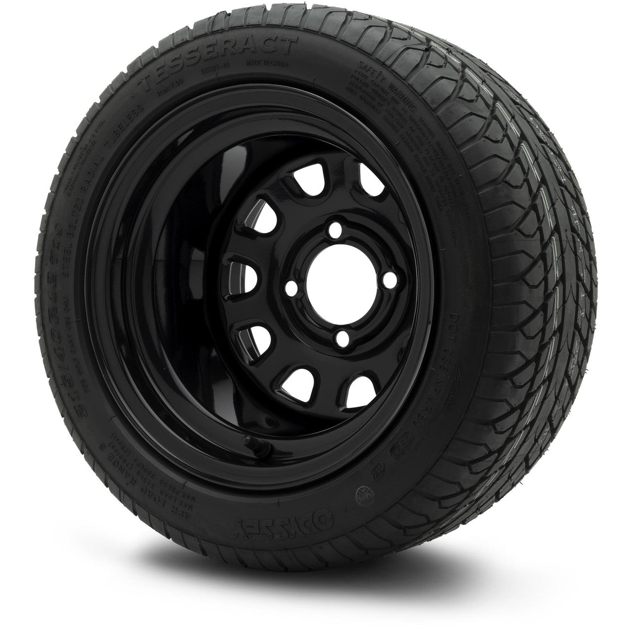 MODZ® 12" Steel D-Window Glossy Black Wheels & Street Tires Combo