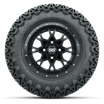 GTW® Vortex 2 Matte Black/Machined 12 in Wheels with 23X10.5-12 Predator All-Terrain Tires – Full Set