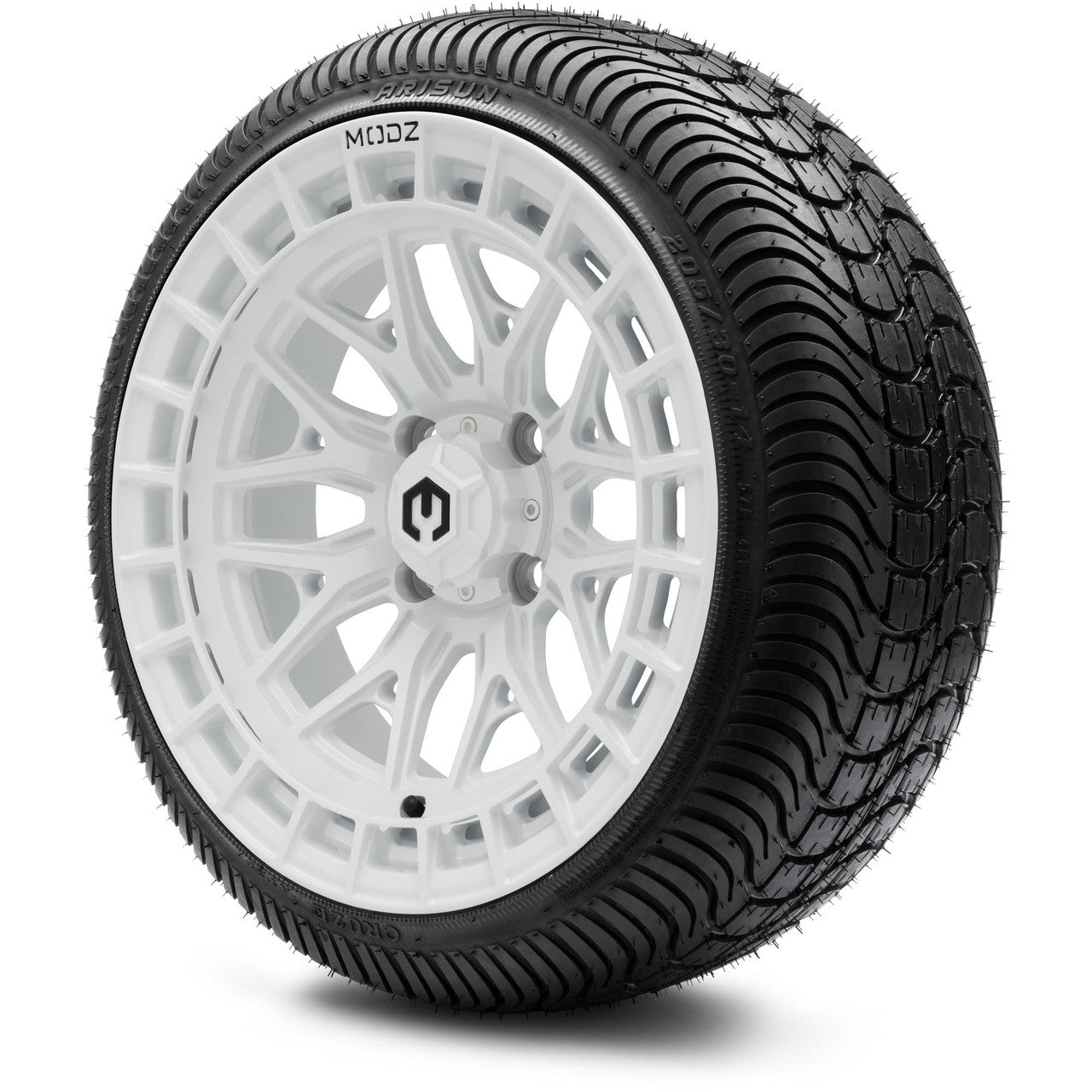 MODZ® 14" Torrent Glossy White Wheels & Street Tires Combo