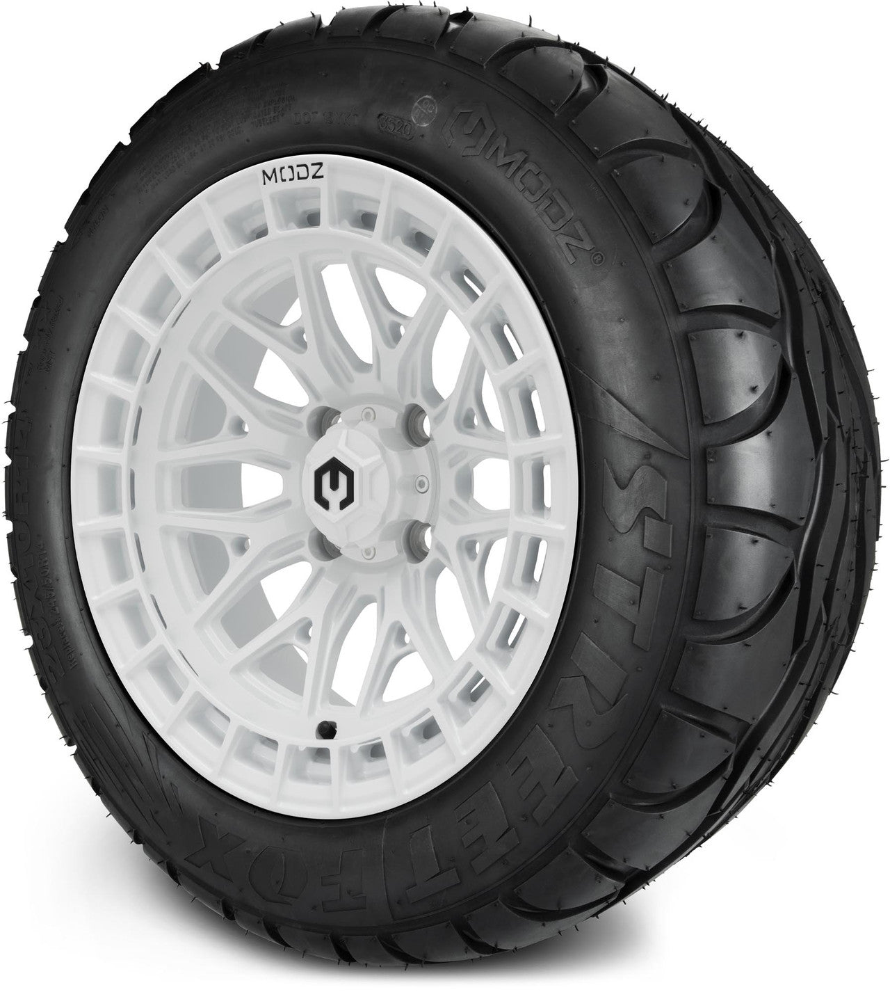 MODZ® 14" Torrent Glossy White Wheels & Street Tires Combo