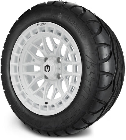 MODZ® 14" Torrent Glossy White Wheels & Street Tires Combo