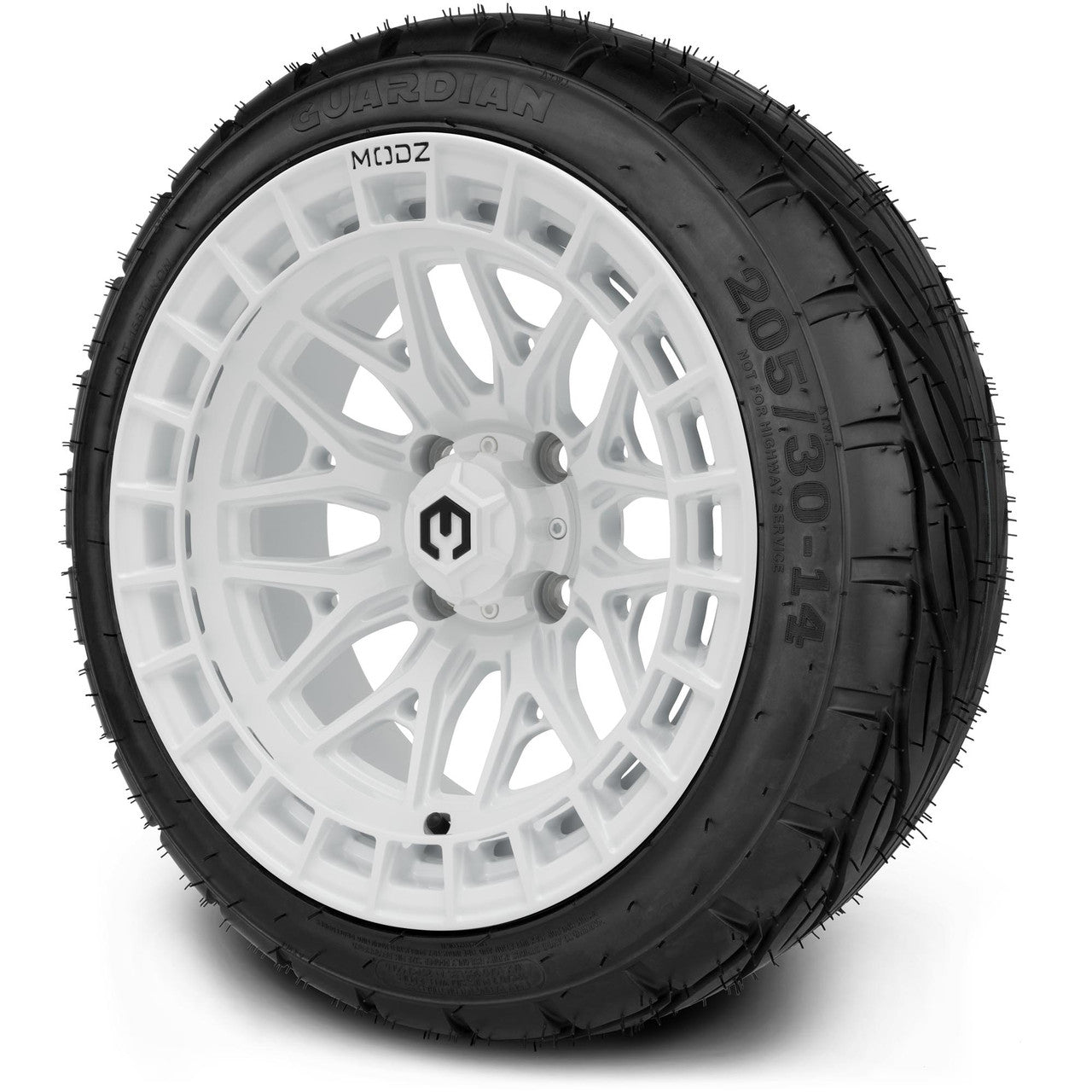 MODZ® 14" Torrent Glossy White Wheels & Street Tires Combo