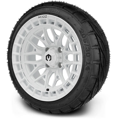 MODZ® 14" Torrent Glossy White Wheels & Street Tires Combo