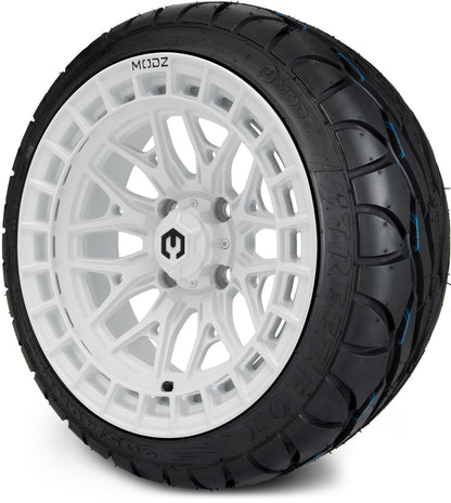 MODZ® 14" Torrent Glossy White Wheels & Street Tires Combo