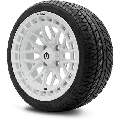MODZ® 14" Torrent Glossy White Wheels & Street Tires Combo