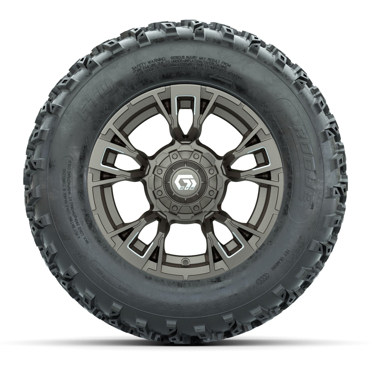 GTW® Vandal Bronze/Machined 12 in Wheels with 23X10.00-12 Rogue All-Terrain Tires – Full Set