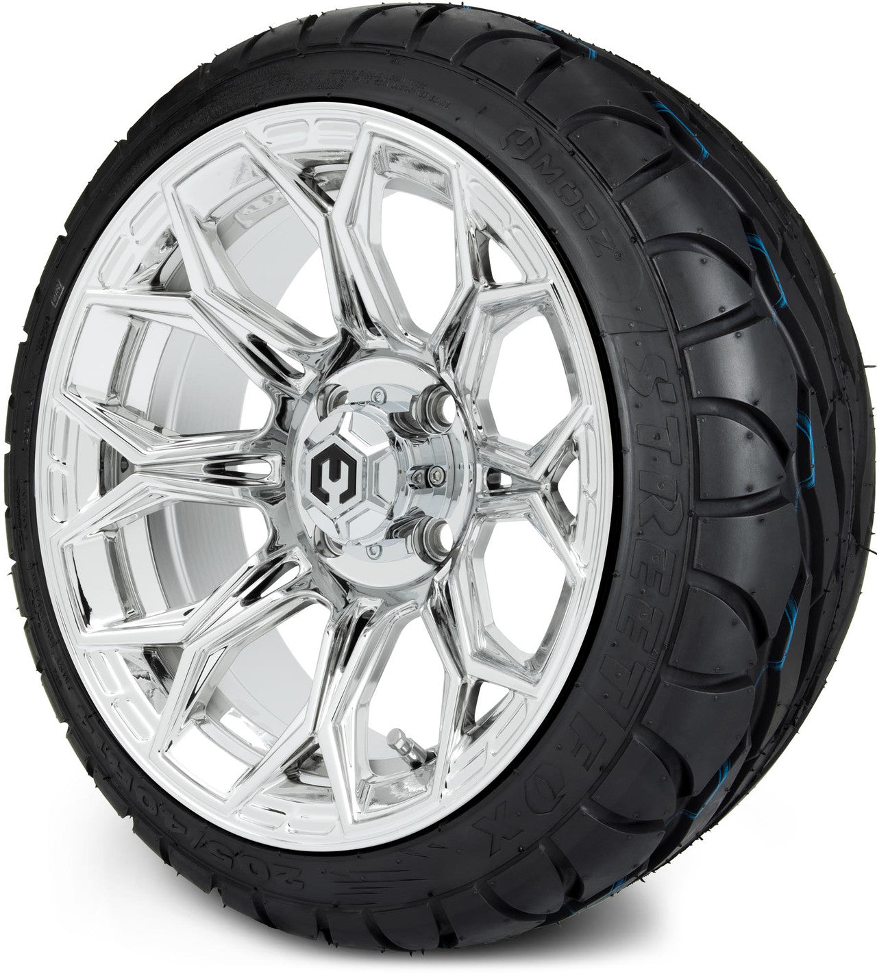 MODZ® 14" Halo Chrome Wheels & Street Tires Combo