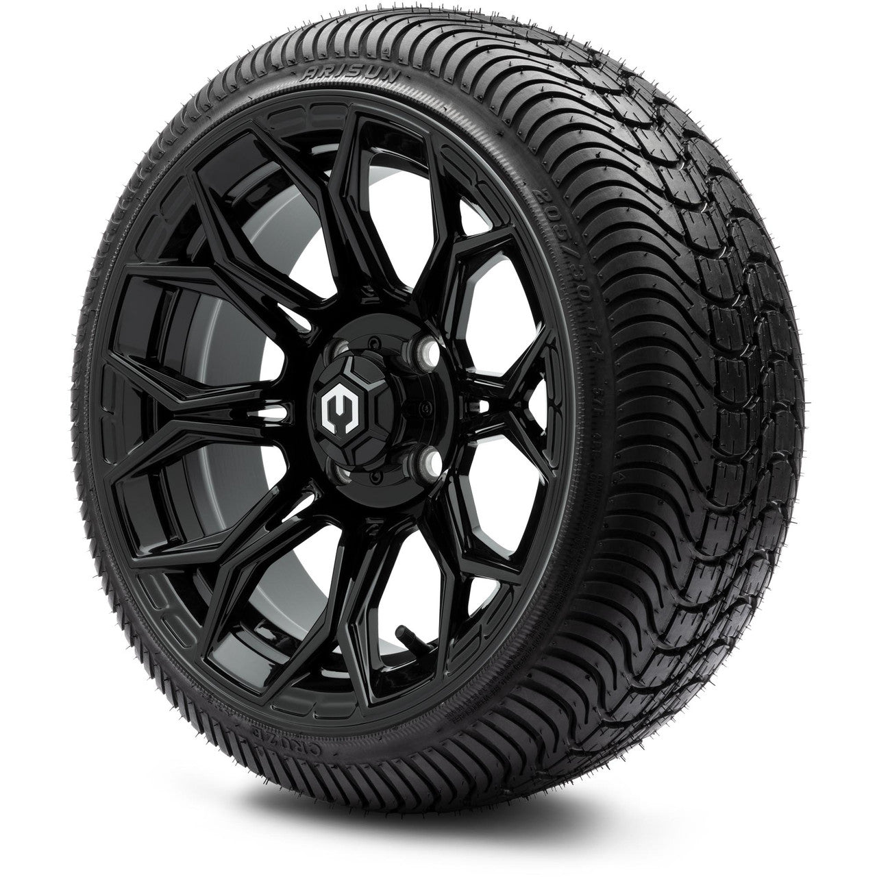MODZ® 14" Halo Glossy Black Wheels & Street Tires Combo