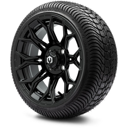 MODZ® 14" Halo Glossy Black Wheels & Street Tires Combo