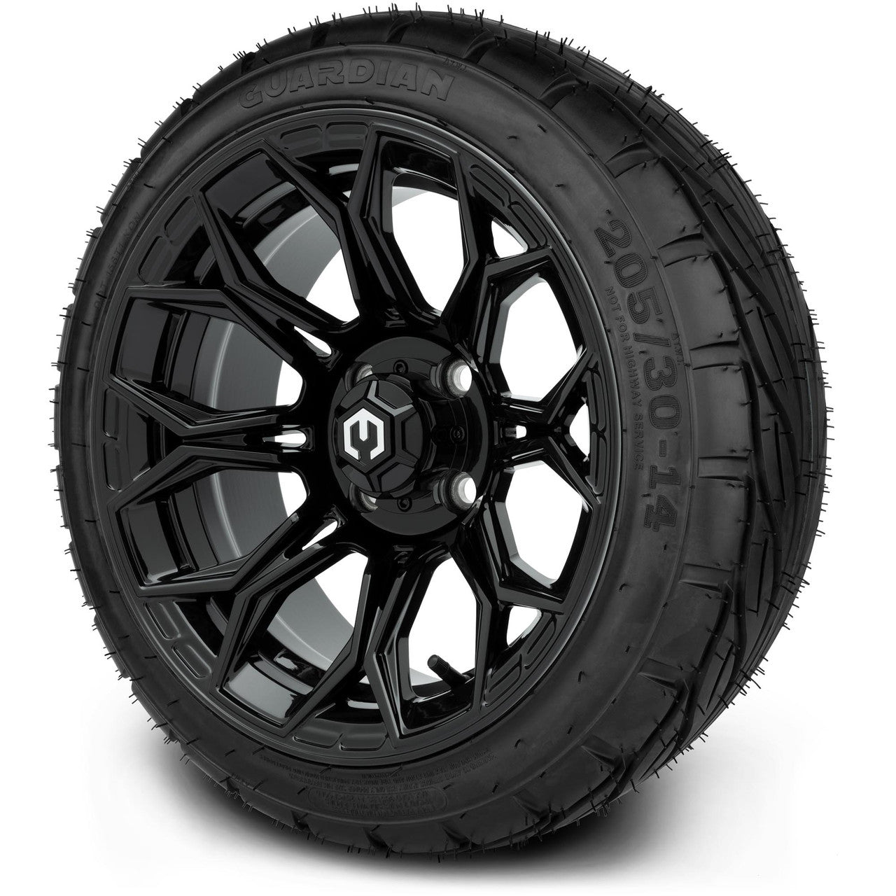 MODZ® 14" Halo Glossy Black Wheels & Street Tires Combo