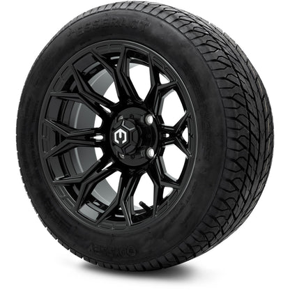 MODZ® 14" Halo Glossy Black Wheels & Street Tires Combo