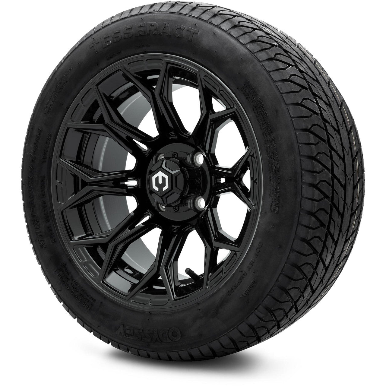 MODZ® 14" Halo Glossy Black Wheels & Street Tires Combo