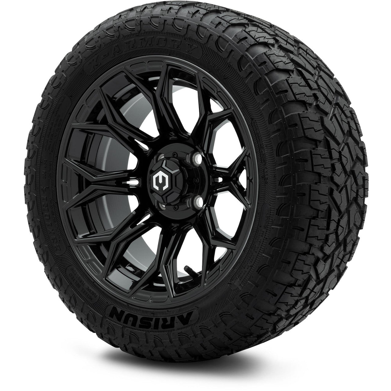 MODZ® 14" Halo Glossy Black Wheels & Off-Road Tires Combo