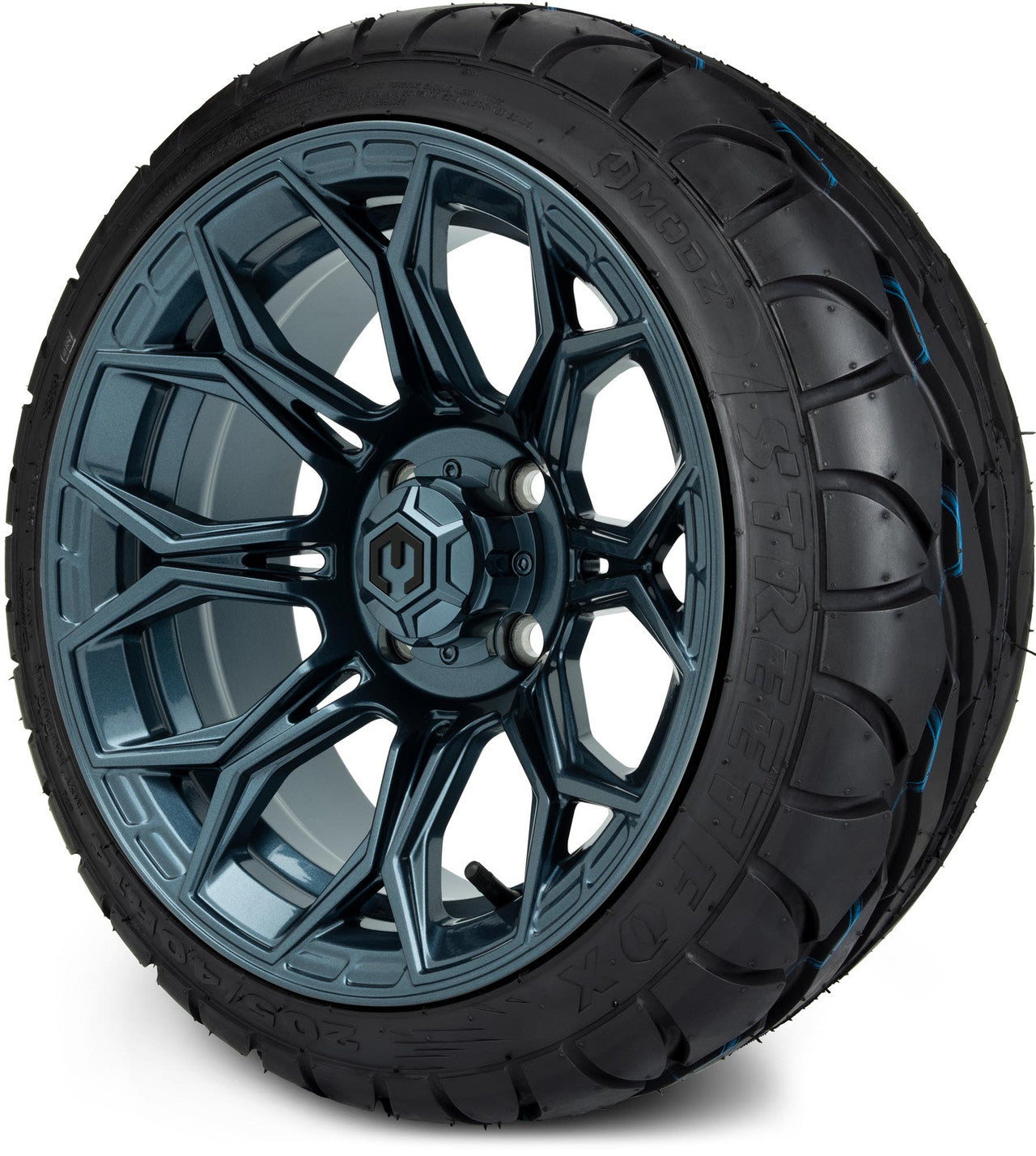MODZ® 14" Halo Titanium Blue Wheels & Street Tires Combo