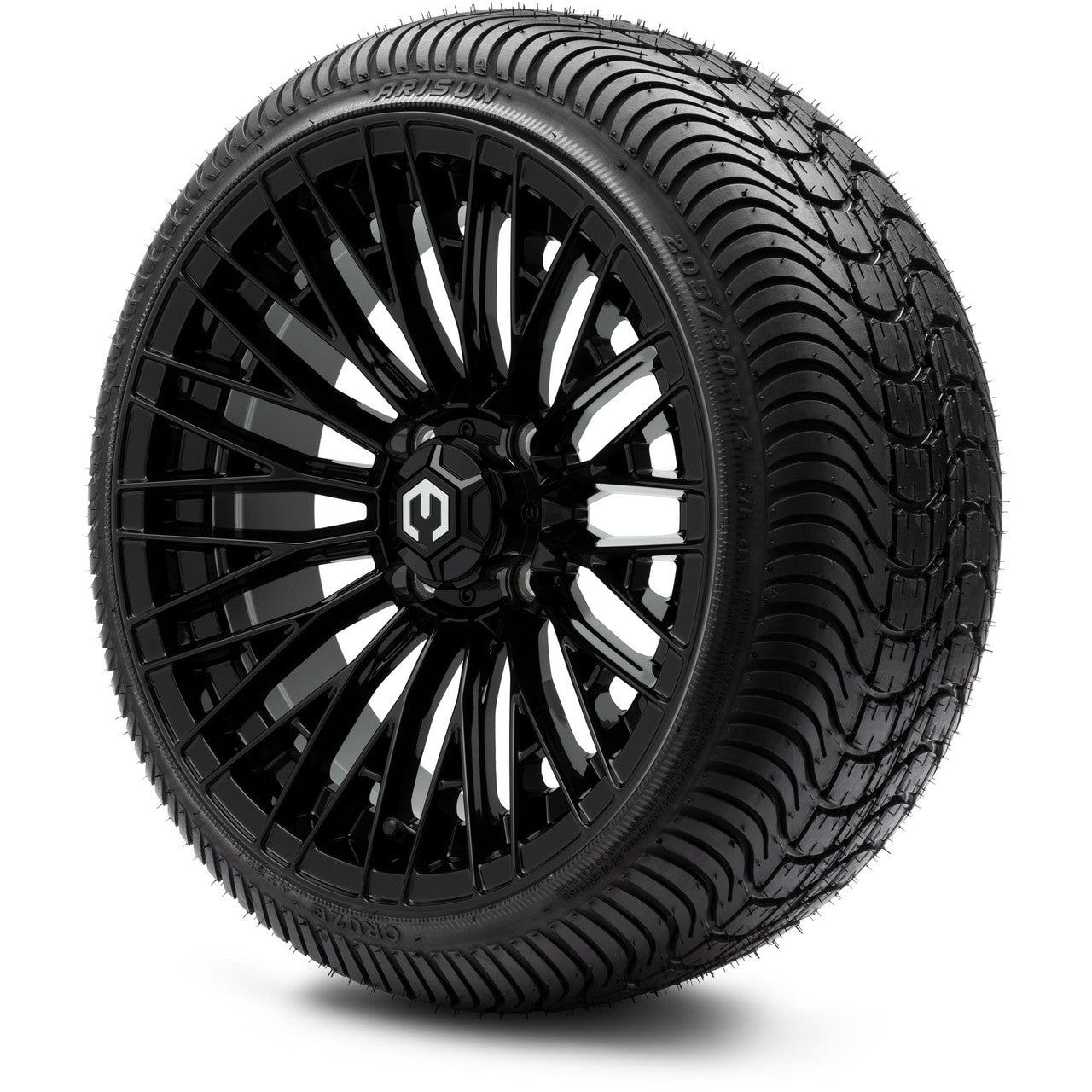 MODZ® 14" Reaper Glossy Black Wheels & Street Tires Combo