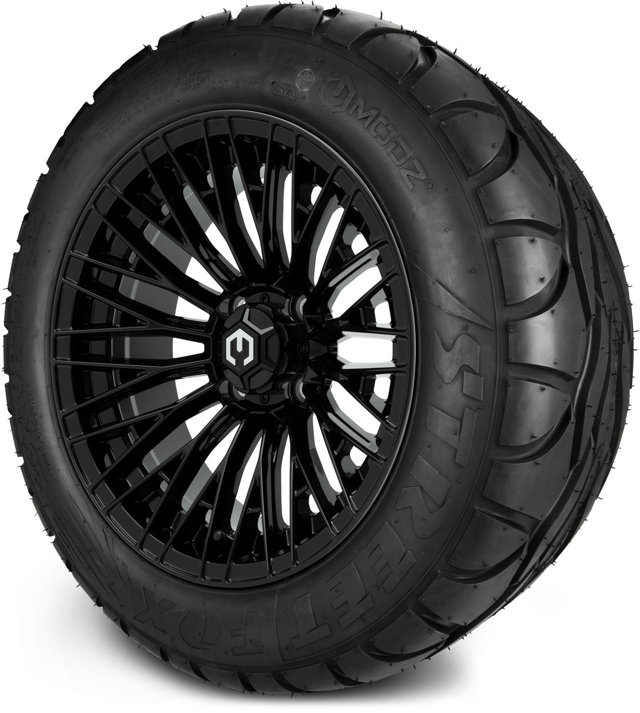 MODZ® 14" Reaper Glossy Black Wheels & Street Tires Combo