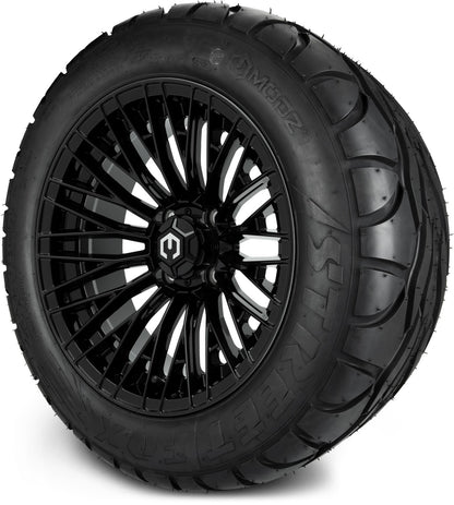 MODZ® 14" Reaper Glossy Black Wheels & Street Tires Combo