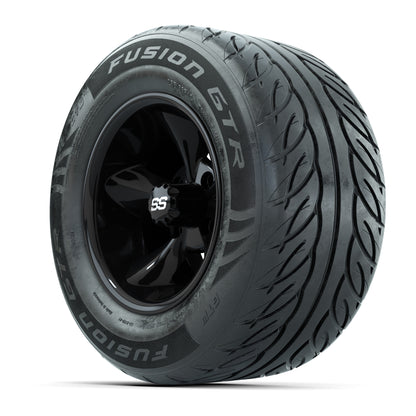 GTW® Godfather Black 12 in Wheels with 255/55-R12 Fusion GTR Steel Belt Radial Street Tires – Full Set