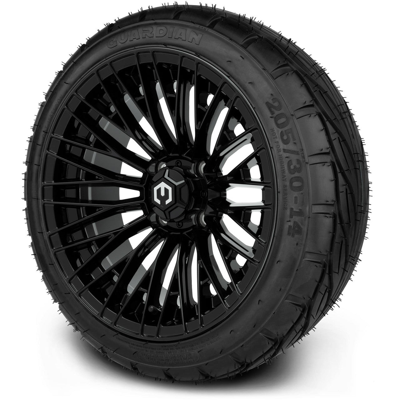 MODZ® 14" Reaper Glossy Black Wheels & Street Tires Combo